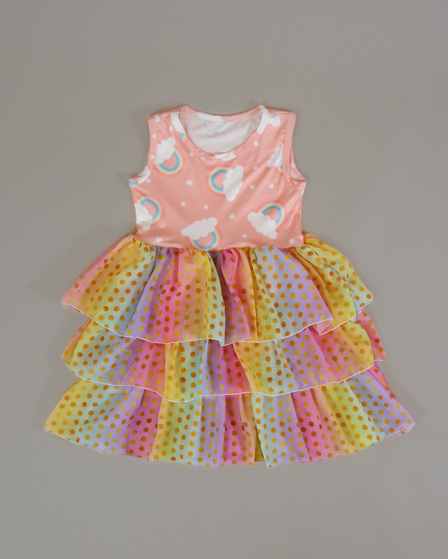 Tutu Dress in Polka Dot Rainbows