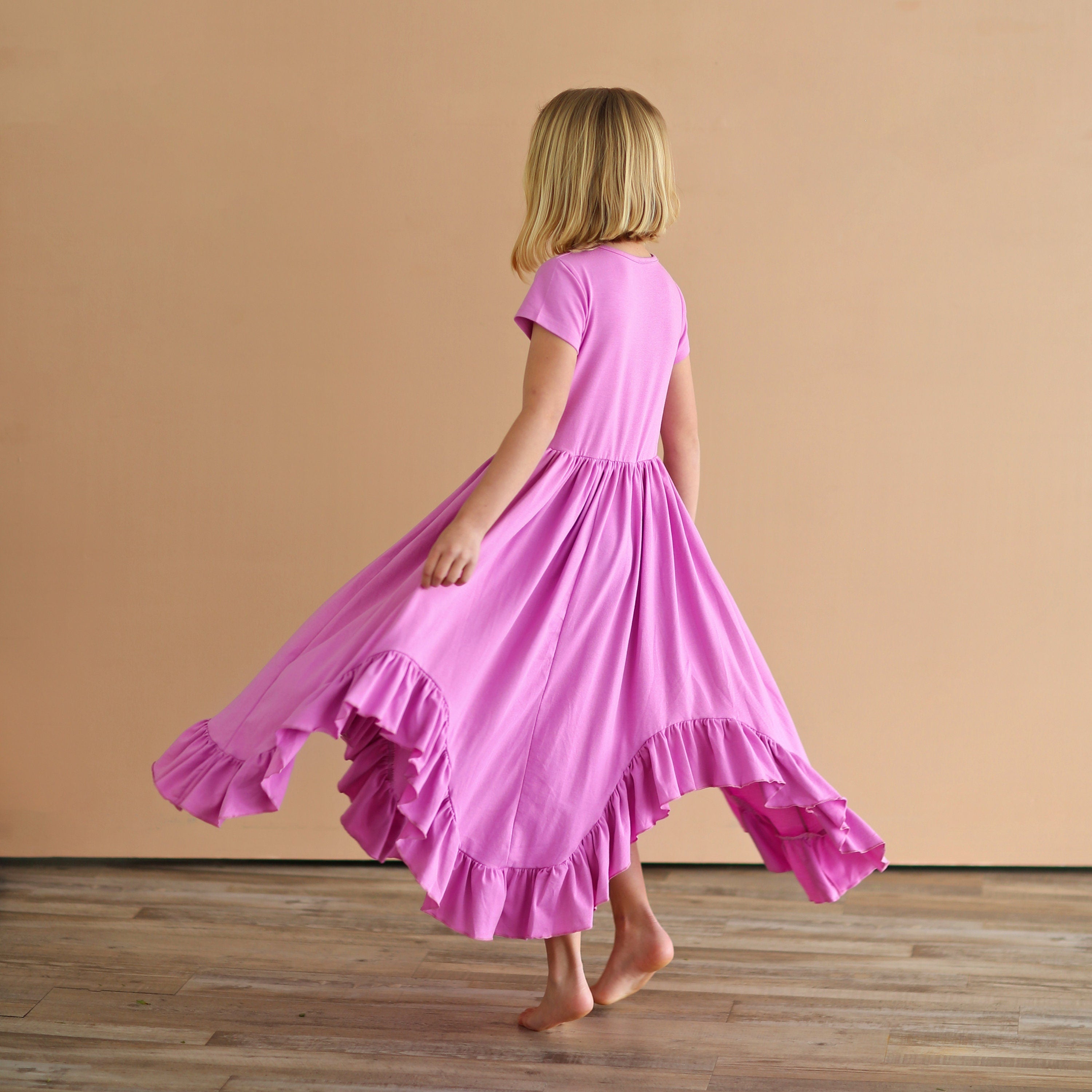 Lavender Boho Dress - Long Ruffle Dress