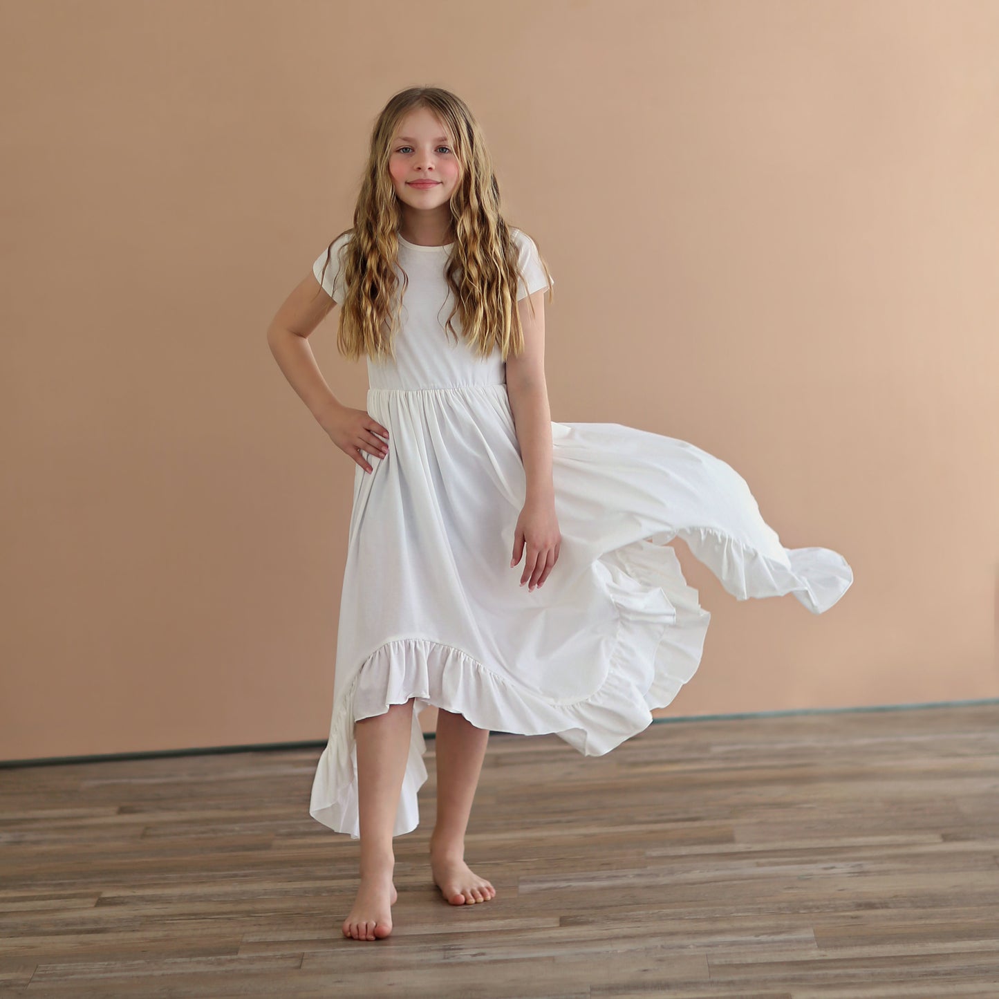 White Boho Dress - Long Ruffle Dress - High-low Hem Ruffle Dress - Full Skirt White Dress - White Twirly Dress