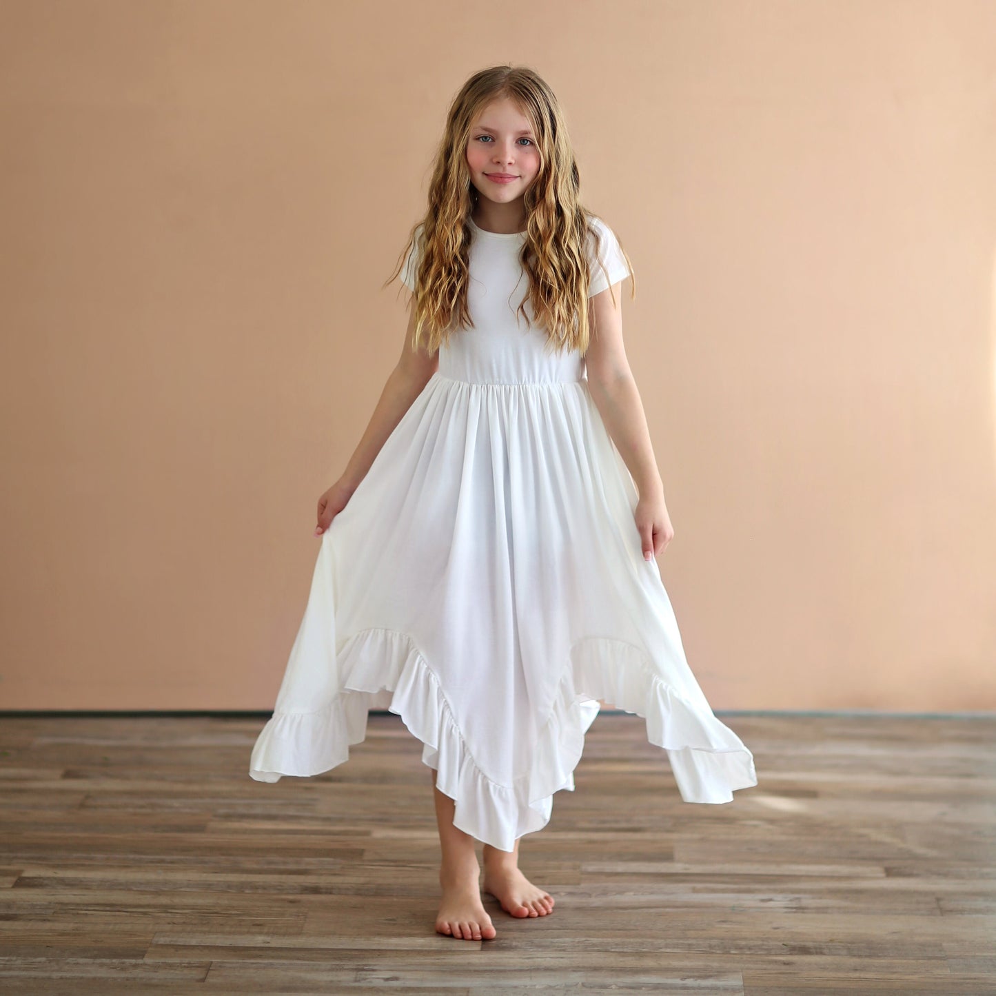 White Boho Dress - Long Ruffle Dress - High-low Hem Ruffle Dress - Full Skirt White Dress - White Twirly Dress