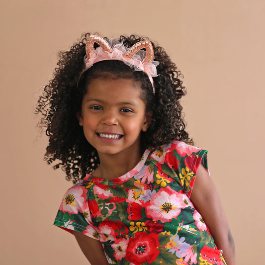 Rose Gold Sequin Cat Headband - Sequin Cat Headband - Peach Cat Headband - Sequin Cat Ears