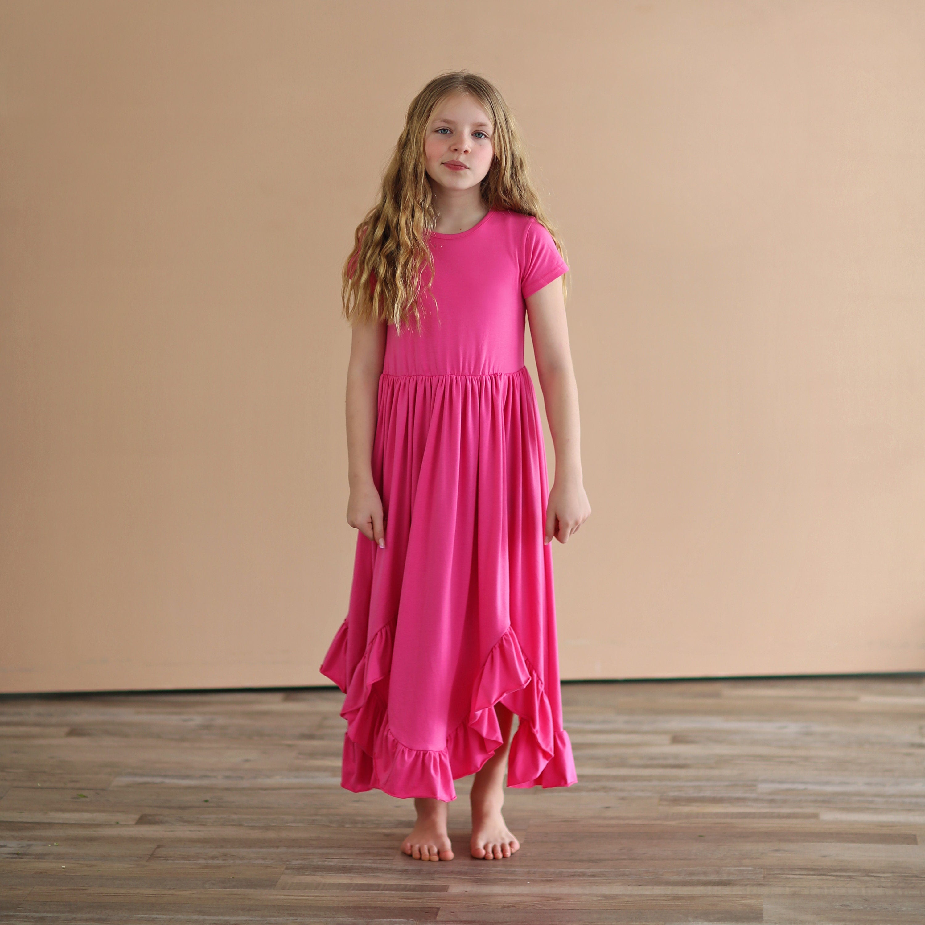 Hot Pink Boho Dress - Long Ruffle Dress - High-low Hem Ruffle Dress -   Whitney Elizabeth