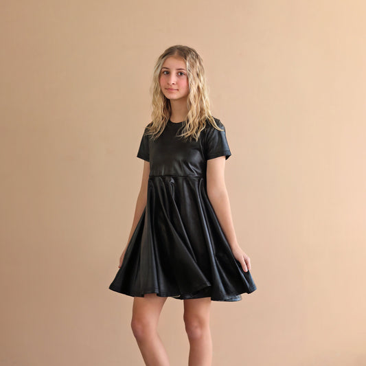 Black Metallic Dress - Metallic Twirly Dress - Twirly Dress - Birthday Dress - Party Dress - Black Dress