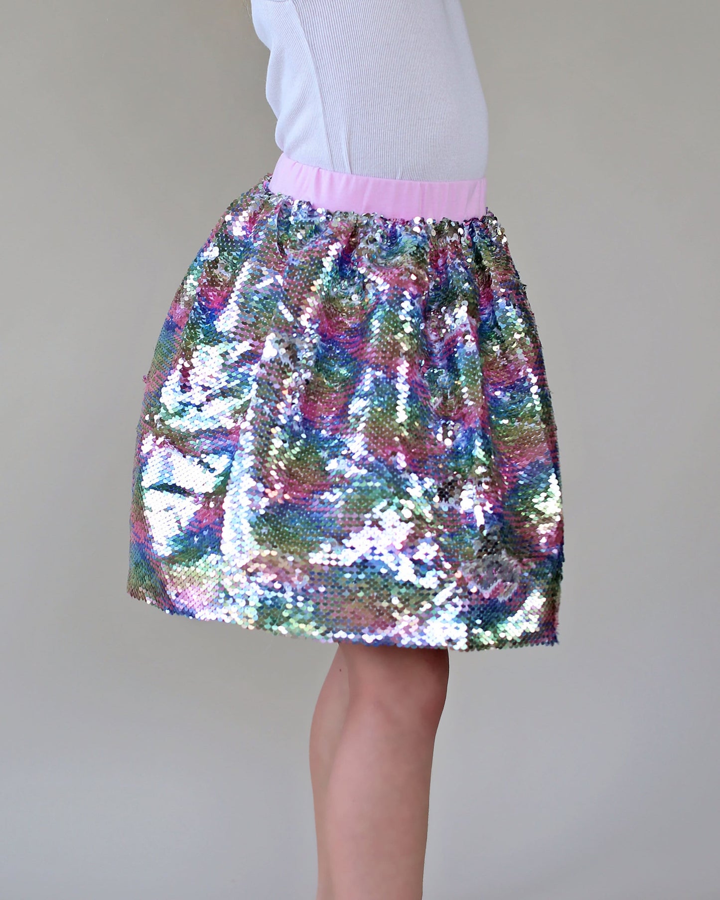 Pastel Rainbow Flip Bubble Skirt - Pastel Rainbow Skirt - Magic Sequin Rainbow Skirt - Birthday Skirt - Party Bubble Skirt - Twirly Skirt