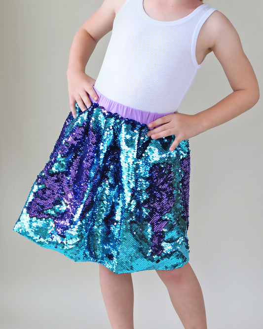 Aqua and Purple Flip Bubble Skirt - Aqua and Purple Skirt - Magic Sequin Skirt - Birthday Skirt - Party Bubble Skirt - Twirly Skirt
