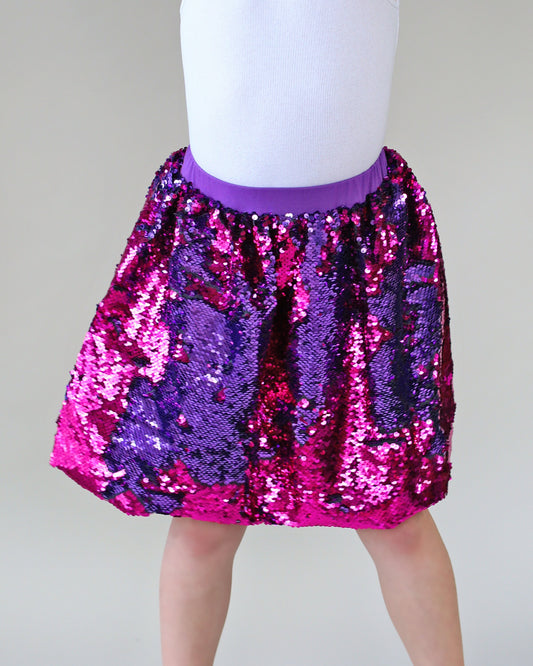 Purple and Hot Pink Flip Bubble Skirt - Hot Pink and Purple Skirt - Magic Sequin Skirt - Birthday Skirt - Party Bubble Skirt - Twirly Skirt
