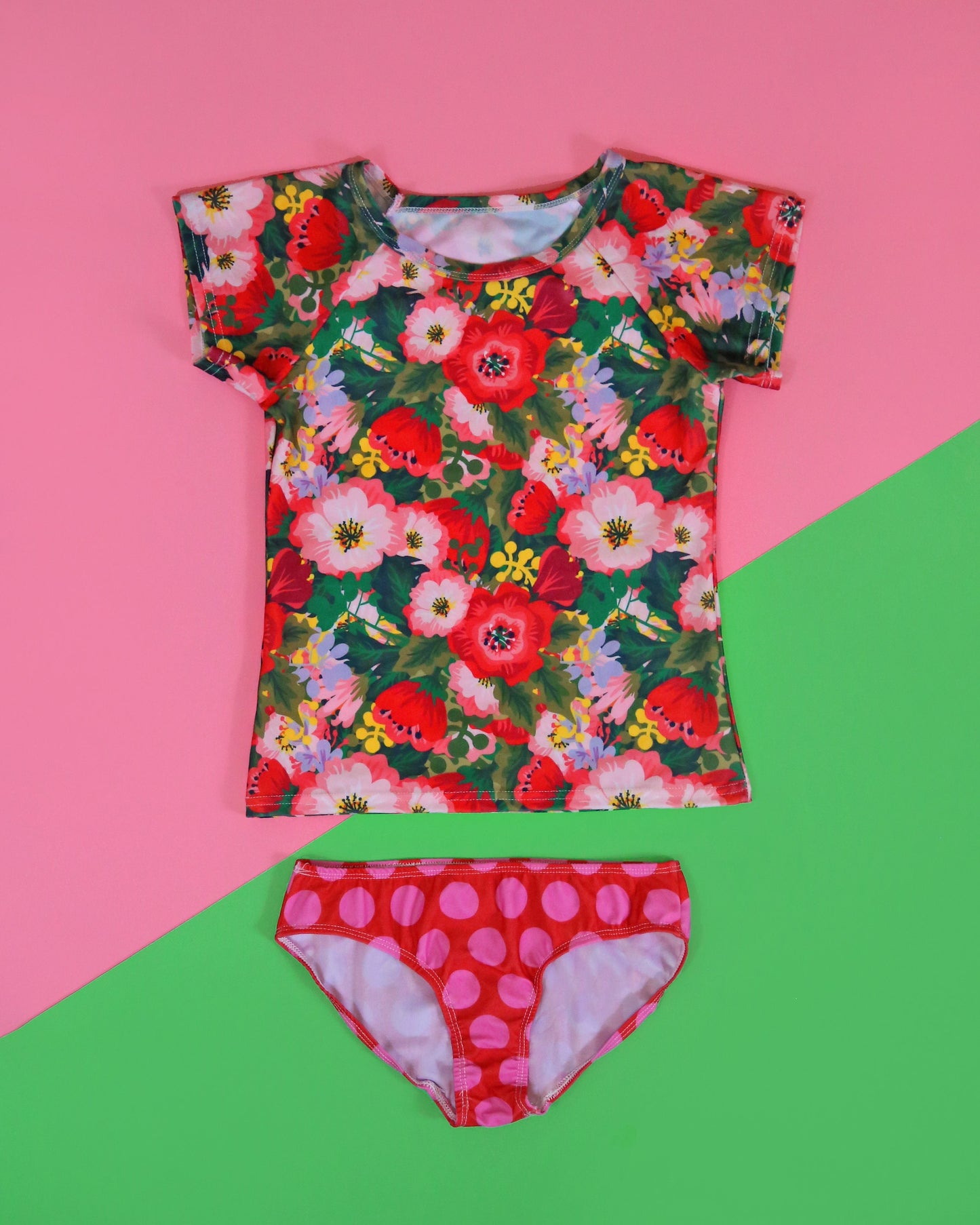 Floral Swimsuit - Rash Guard Swim Suit - Shirt Swim Suit - Floral Bathing Suit