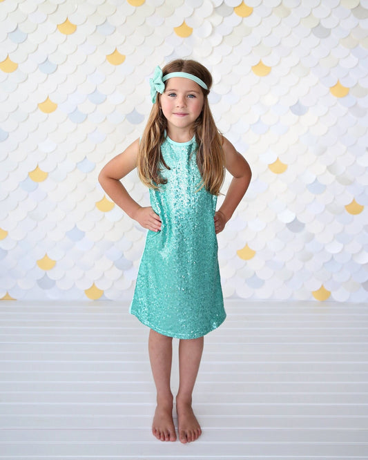 Aqua Sequin Dress - Aqua Sequin Tunic -Sequin Shift Dress - Birthday Dress - Party Dress - Sequin Tank Dress - Aqua Dress