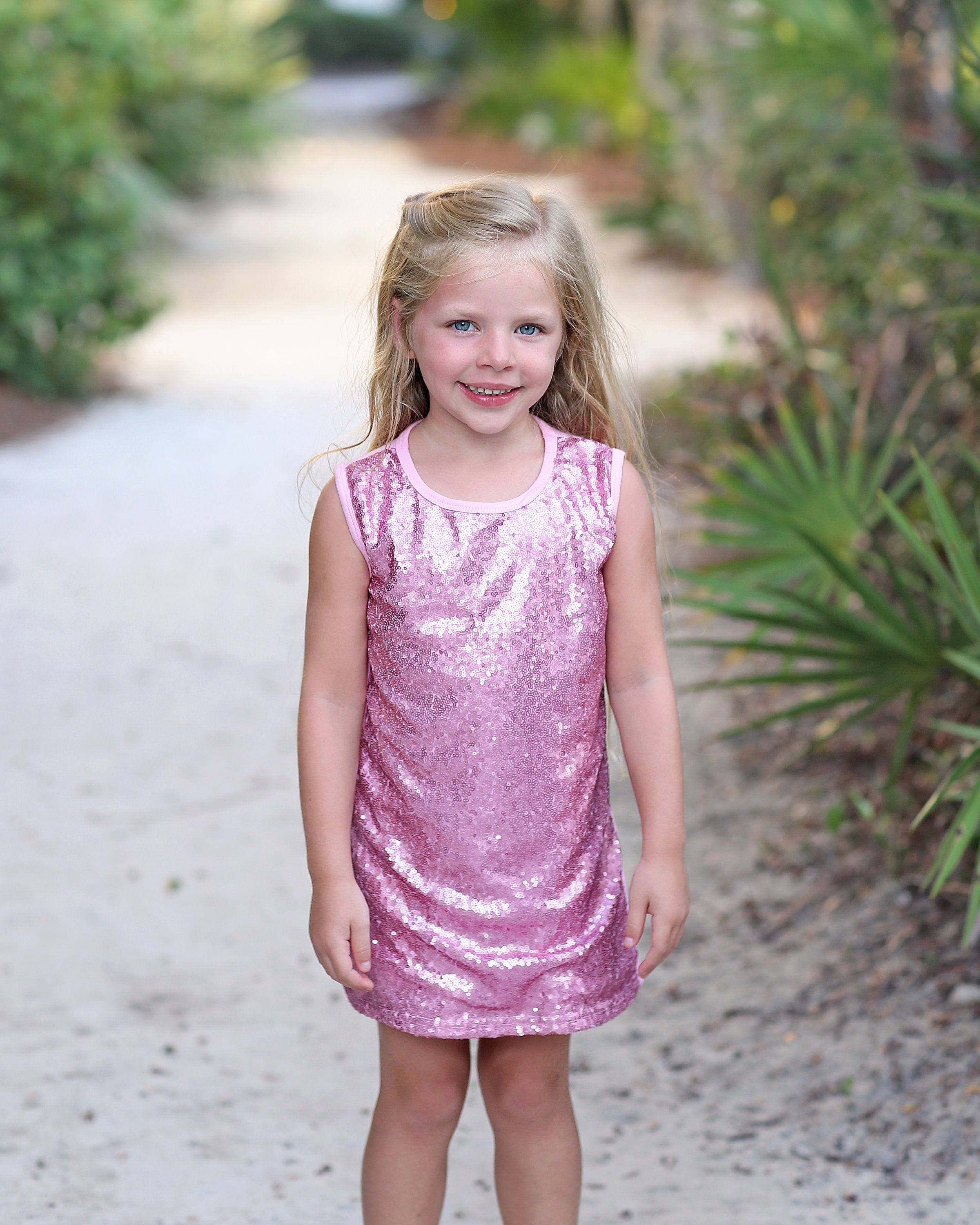 Girls Sequin Pink Tunic Dress - Pink Sequin Tunic -Sequin Shift Dress - Birthday Dress - Party Dress - Sequin Tank Dress -  Girls Pink Dress