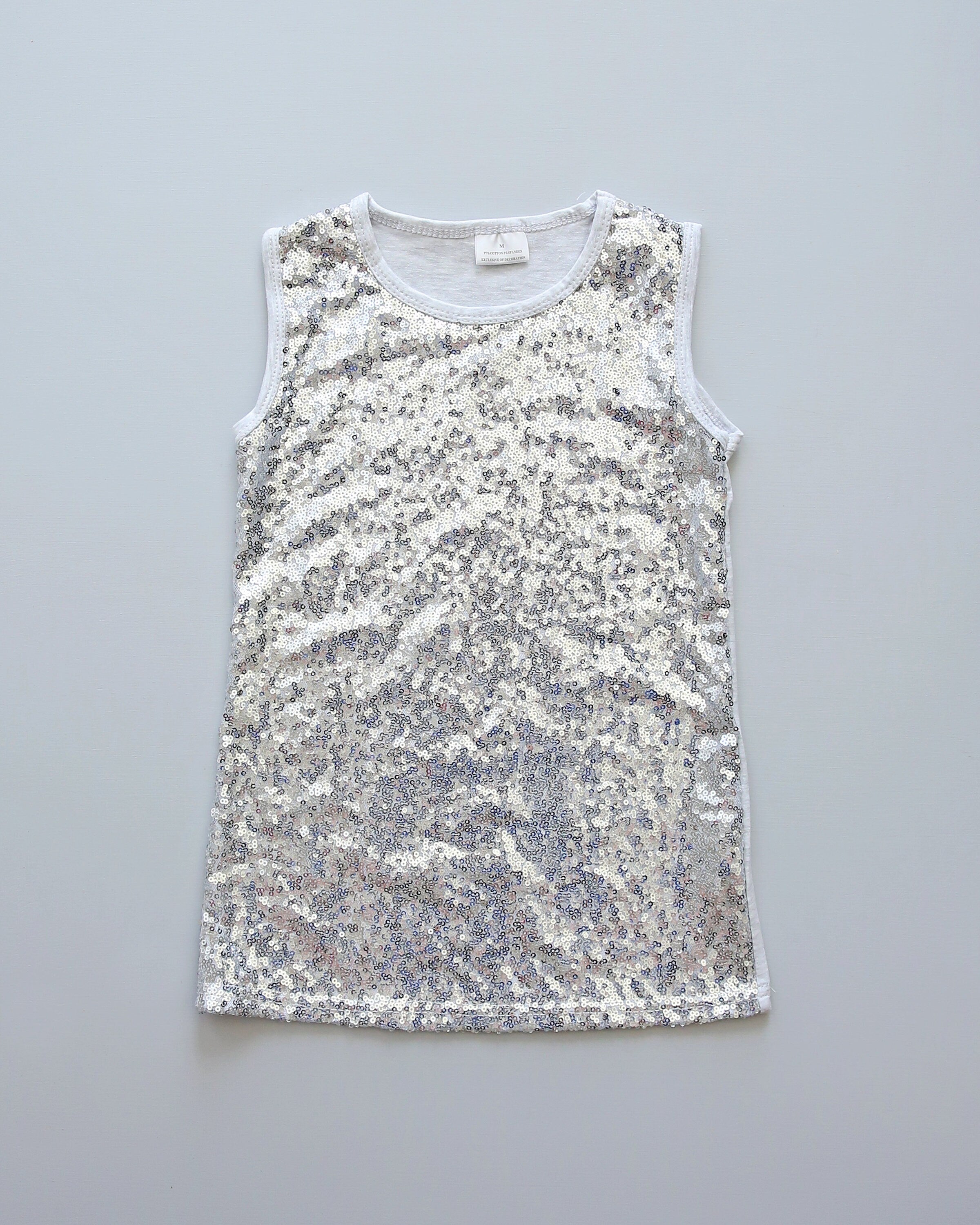 silver sequin tank dress Silver Tank Sequin Dress - Silver Sequin Tunic -Sequin Shift Dress