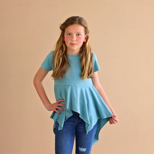 Teal Boho Shirt - Turquoise High Low Shirt - Teal Blue Shirt - Teal Blue Tunic Shirt