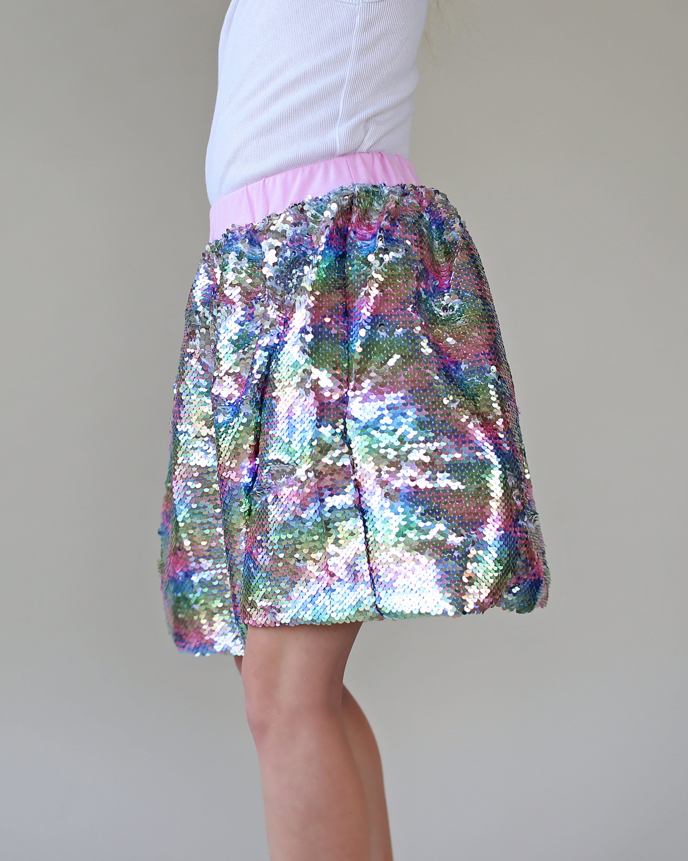 Pastel Rainbow Flip Bubble Skirt - Pastel Rainbow Skirt - Magic Sequin Rainbow Skirt - Birthday Skirt - Party Bubble Skirt - Twirly Skirt