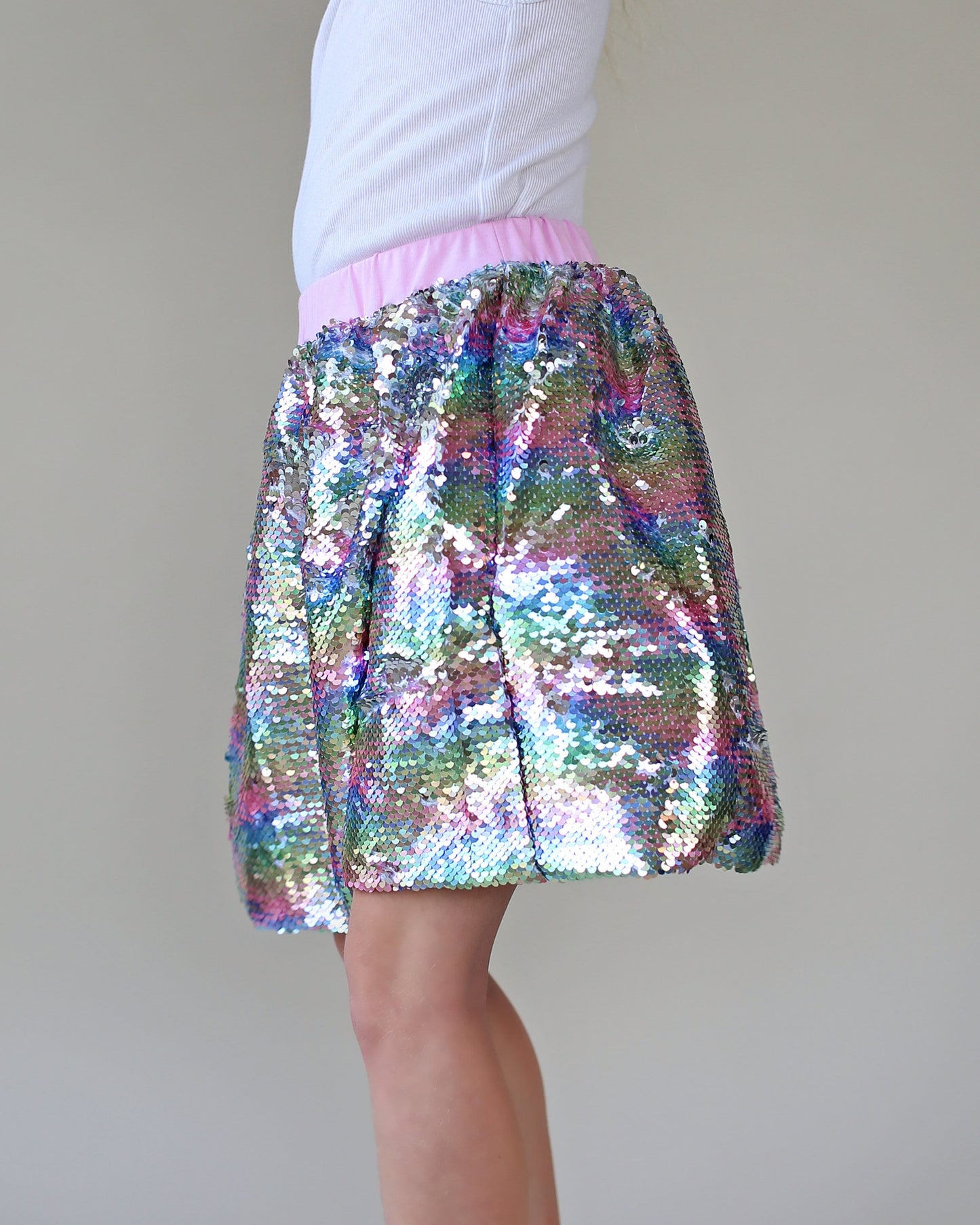 Pastel Rainbow Flip Bubble Skirt - Pastel Rainbow Skirt - Magic Sequin Rainbow Skirt - Birthday Skirt - Party Bubble Skirt - Twirly Skirt