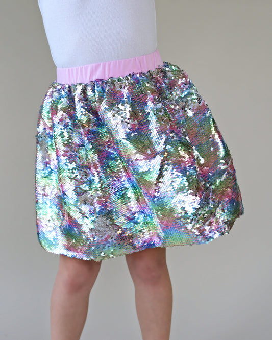 Pastel Rainbow Flip Bubble Skirt - Pastel Rainbow Skirt - Magic Sequin Rainbow Skirt - Birthday Skirt - Party Bubble Skirt - Twirly Skirt