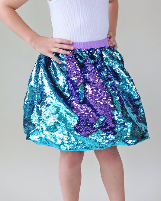 Aqua and Purple Flip Bubble Skirt - Aqua and Purple Skirt - Magic Sequin Skirt - Birthday Skirt - Party Bubble Skirt - Twirly Skirt
