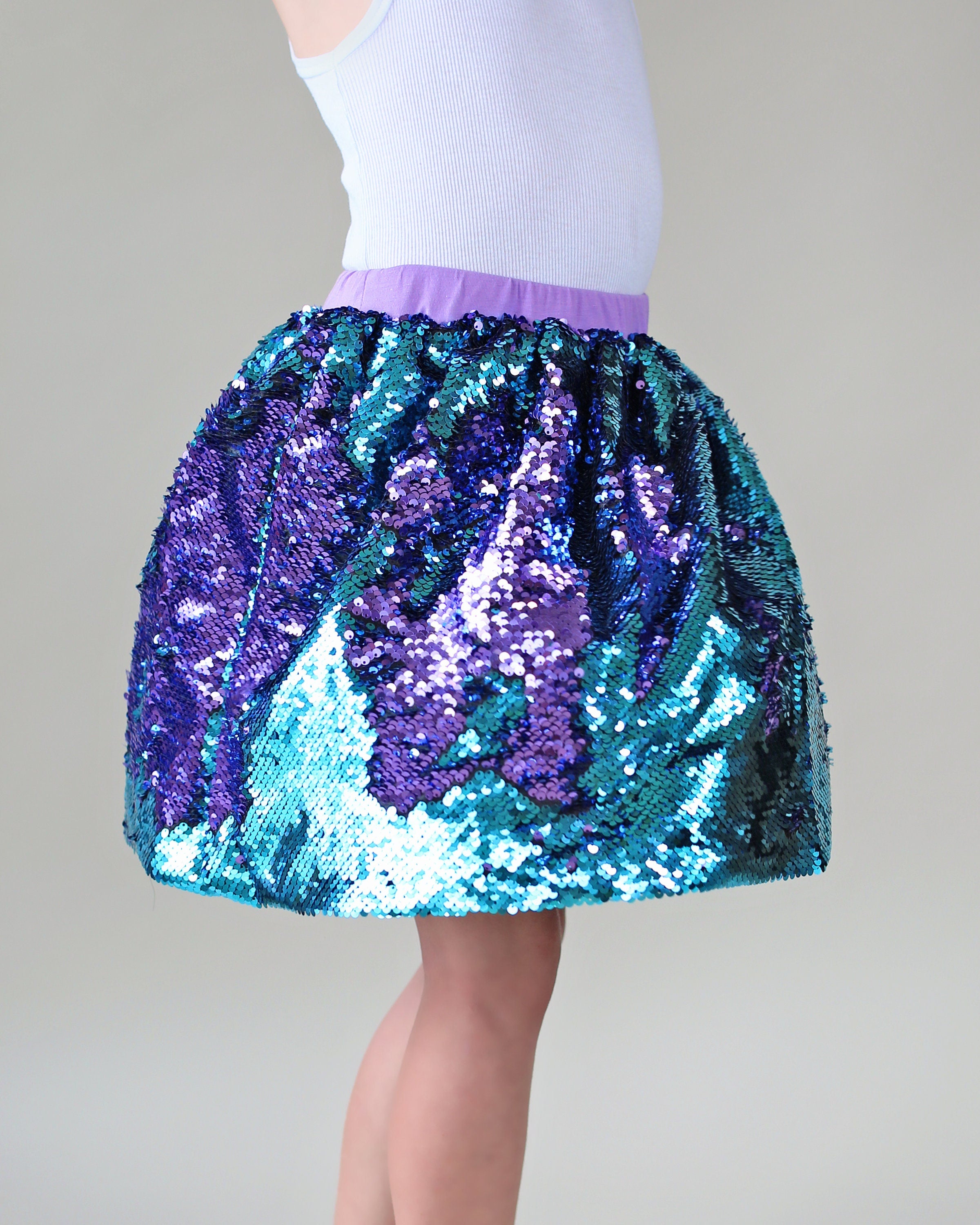 Aqua and Purple Flip Bubble Skirt - Aqua and Purple Skirt - Magic Sequin Skirt - Birthday Skirt - Party Bubble Skirt - Twirly Skirt