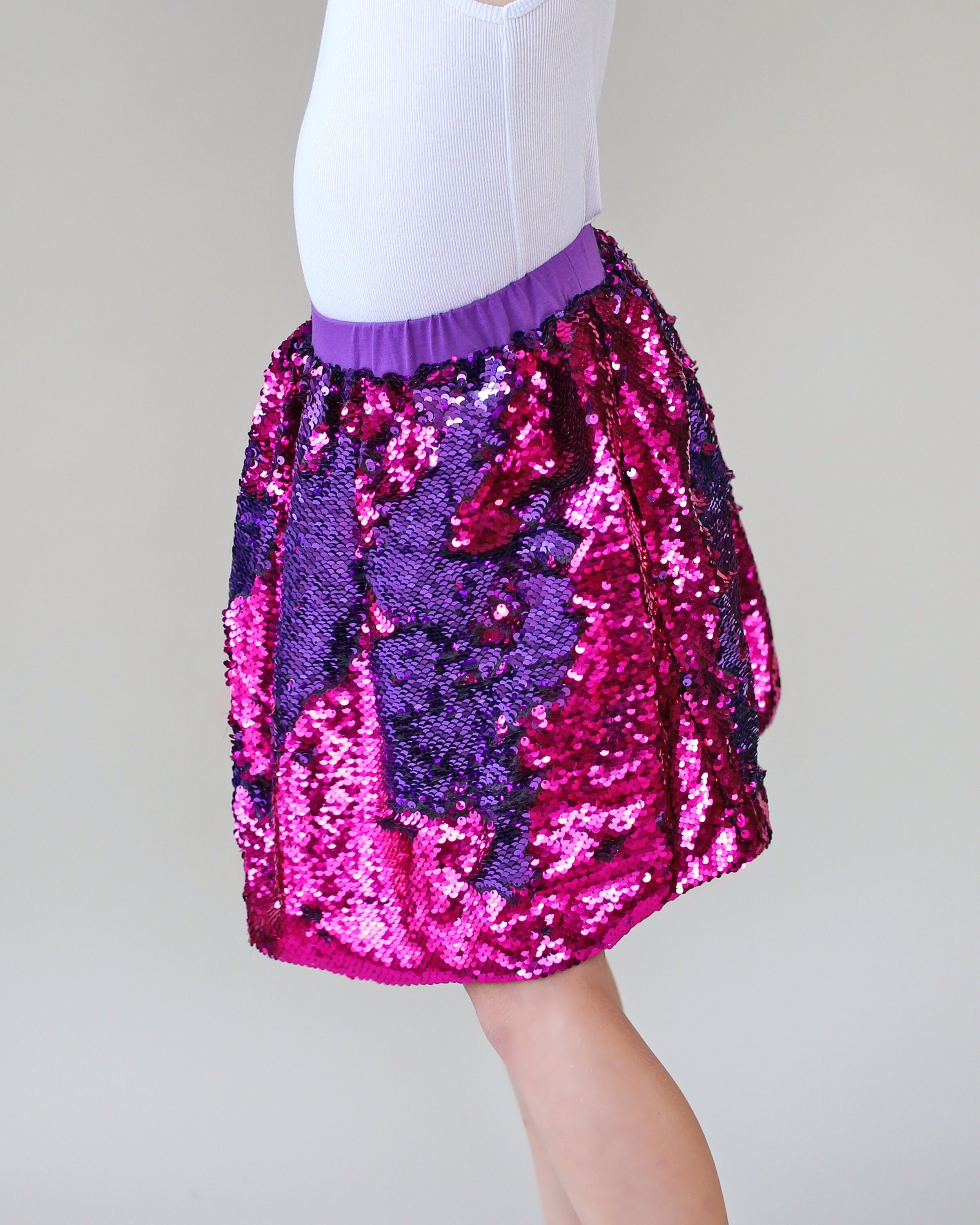 Purple and Hot Pink Flip Bubble Skirt - Hot Pink and Purple Skirt - Magic Sequin Skirt - Birthday Skirt - Party Bubble Skirt - Twirly Skirt