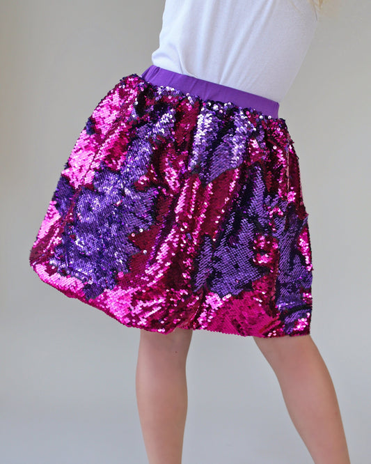 Purple and Hot Pink Flip Bubble Skirt - Hot Pink and Purple Skirt - Magic Sequin Skirt - Birthday Skirt - Party Bubble Skirt - Twirly Skirt