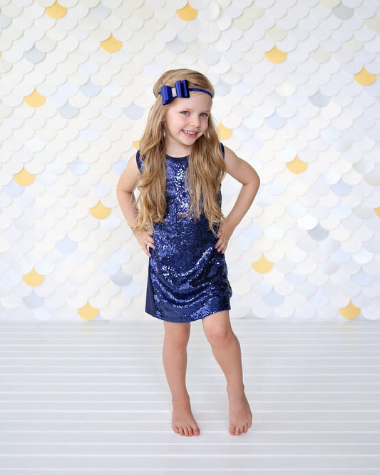 Short Navy Sequin Tank Dress - Navy Sequin Tunic -Sequin Shift Dress - Birthday Dress - Party Dress - Navy Sequin Tank Dress -  Navy Dress