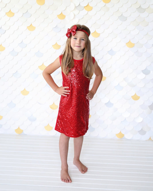 Red Sequin Dress - Red Sequin Tunic -Sequin Shift Dress - Birthday Dress - Party Dress - Sequin Tank Dress - Tank Dress - Red Dress