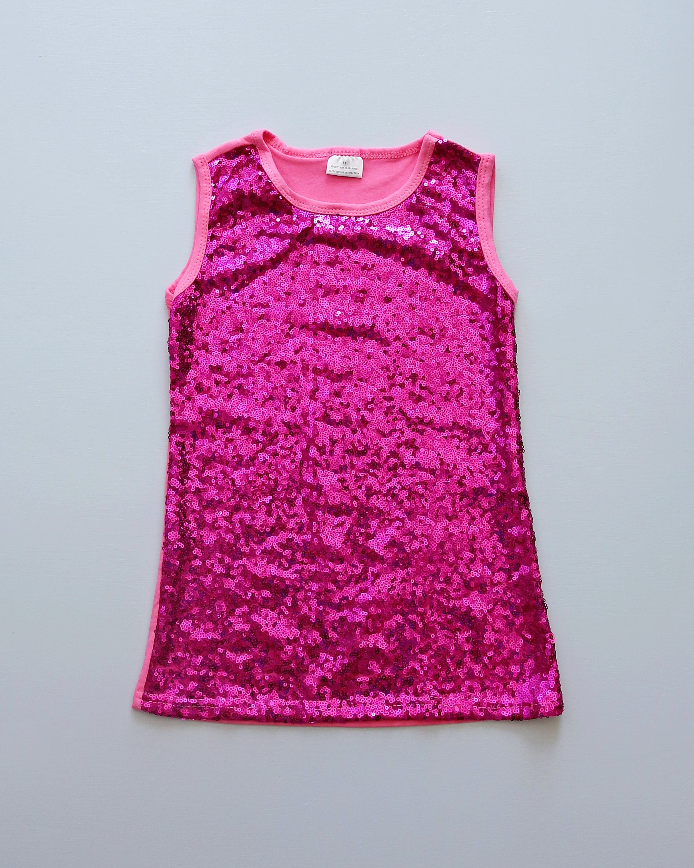 Girls Sequin Hot Pink Tunic Dress- Hot Pink Sequin Tunic, Sequin Shift Dress, Birthday Dress, Party Dress, Sequin Tank Dress, Hot Pink Dress