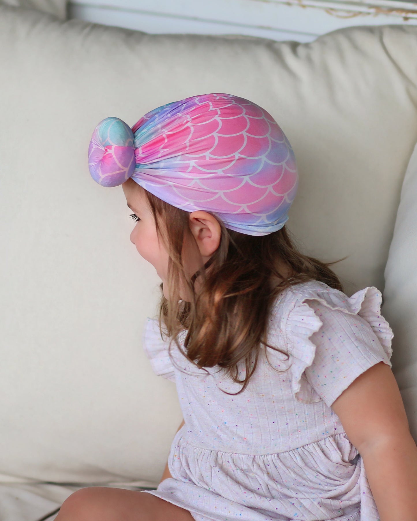 Mermaid Scale Turban - Baby Turban - Toddler Turban - Mermaid Turban - Baby knot turban - Baby Head Wrap - Knot Turban