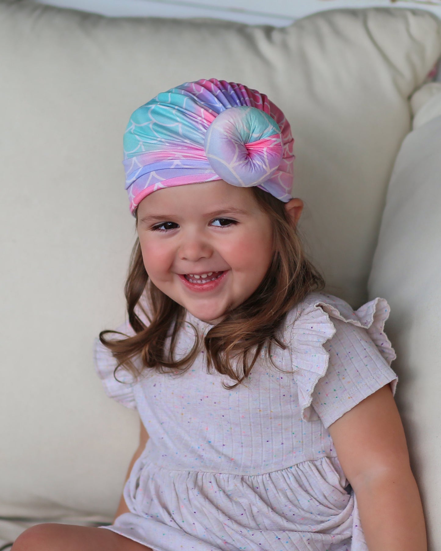 Mermaid Scale Turban - Baby Turban - Toddler Turban - Mermaid Turban - Baby knot turban - Baby Head Wrap - Knot Turban