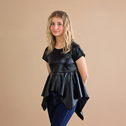 Black Metallic Boho Shirt - Black High Low Shirt - Black Shirt - Black Metallic Tunic Shirt