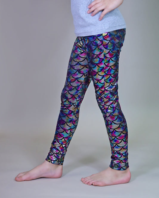 Metallic Leggings in Dark Mermaid