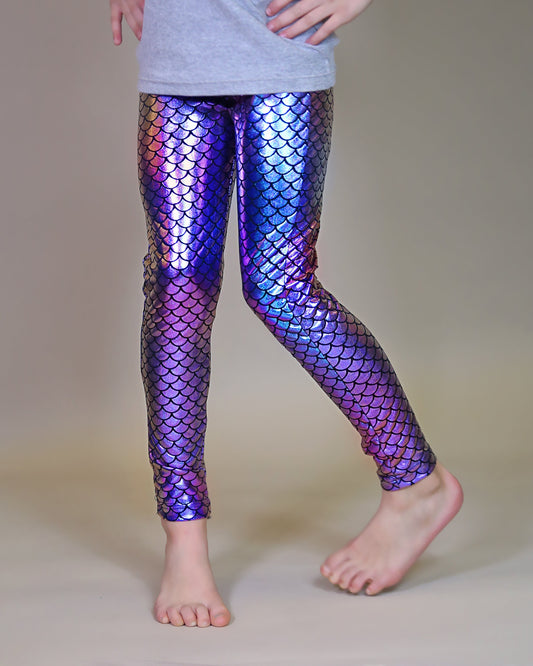 Metallic Leggings in Periwinkle Mermaid