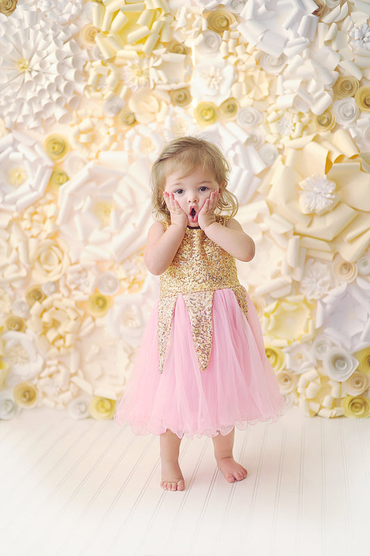 Sequin Tutu Dress in Pink and Gold