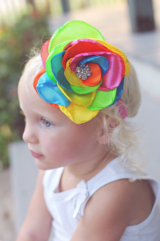 Rainbow Flower Headband - Flower Headband - Flower Crown - Flower Headpiece - Boho Flower Headband - Boho Flower Crown