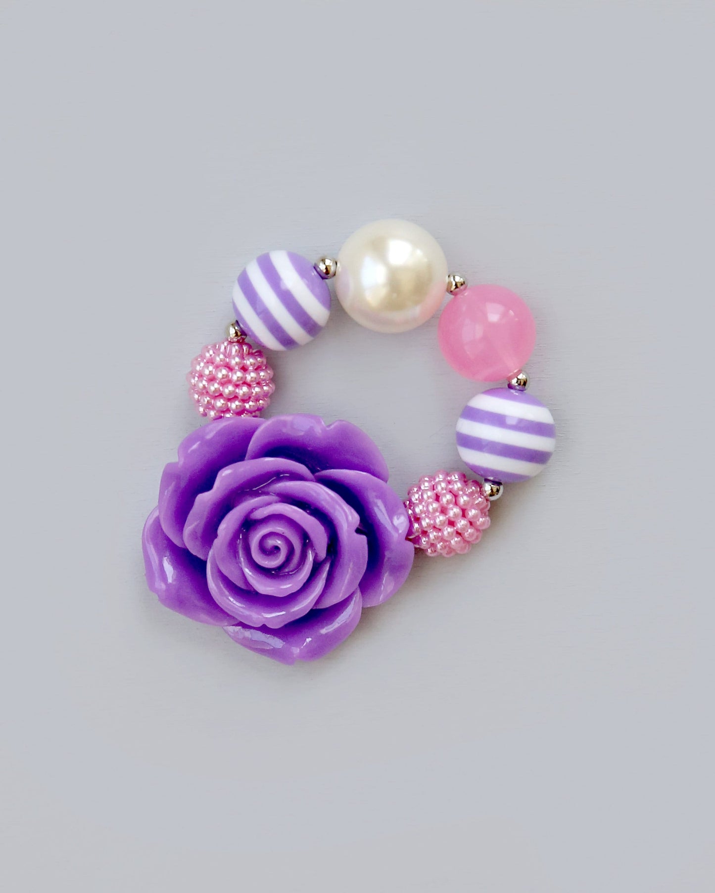 Beaded Rose Bracelet - Bead Bracelet - Stretch Bracelet - Rose Bracelet - Flower Bracelet