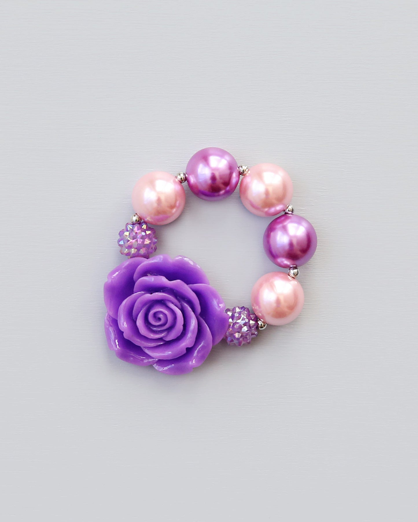 Beaded Rose Bracelet - Bead Bracelet - Stretch Bracelet - Rose Bracelet - Flower Bracelet