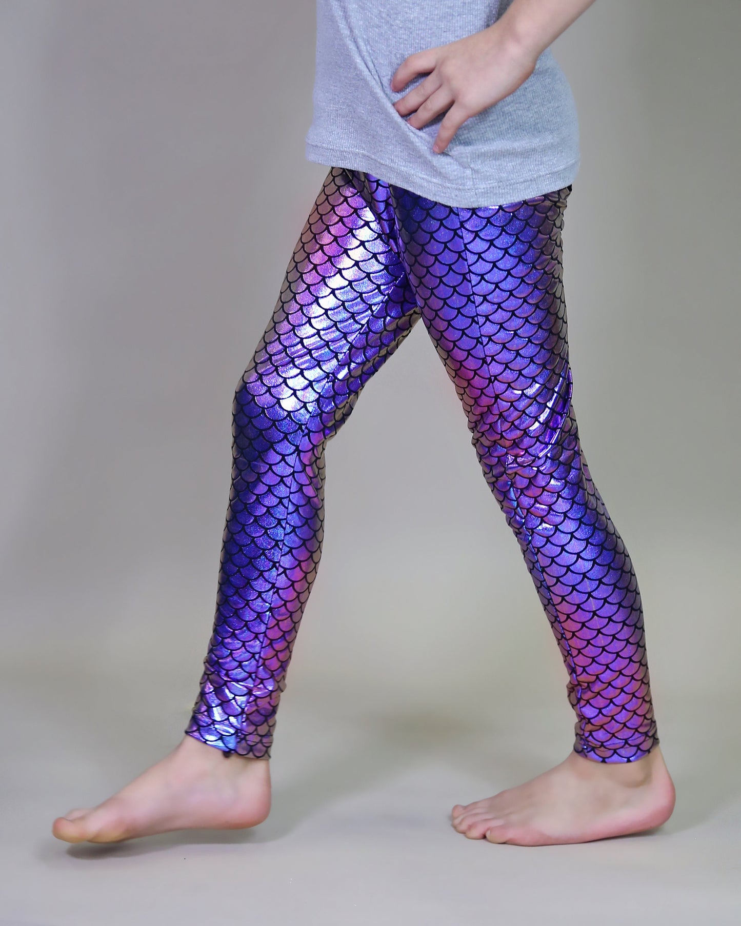 Metallic Leggings in Periwinkle Mermaid