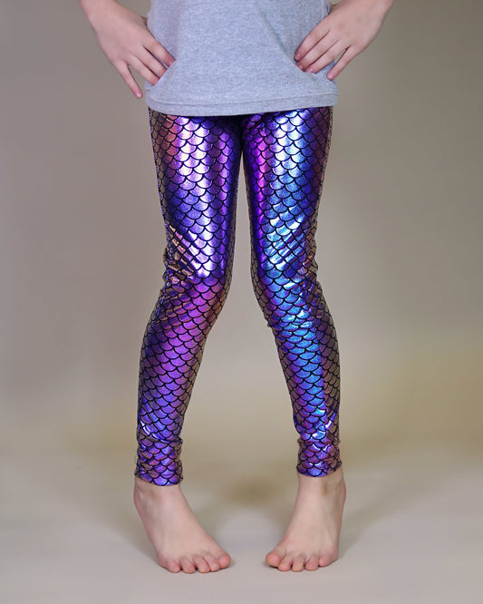 Metallic Leggings in Periwinkle Mermaid