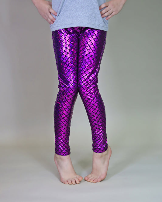 Metallic Leggings in Purple Mermaid