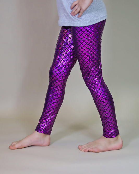 Metallic Leggings in Purple Mermaid