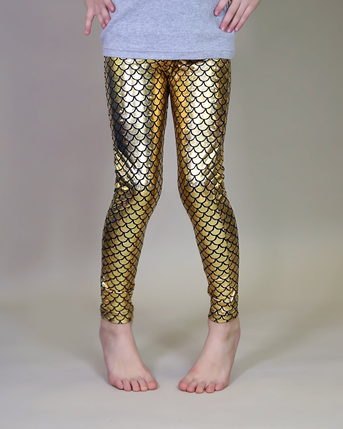 Metallic Leggings in Gold Mermaid