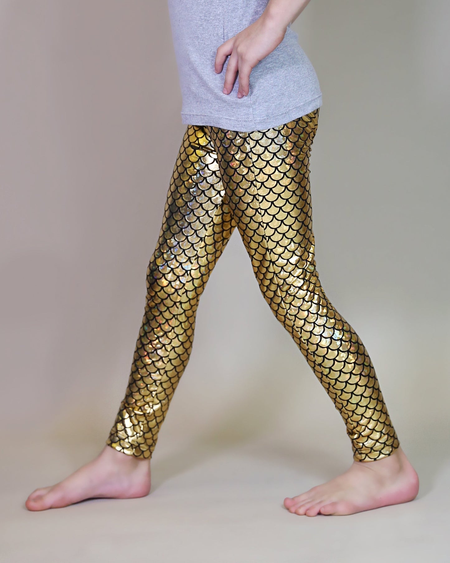 Metallic Leggings in Gold Mermaid