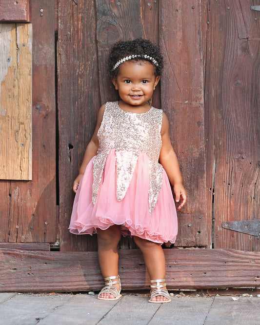 Sequin Tutu Dress in Rose and Gold