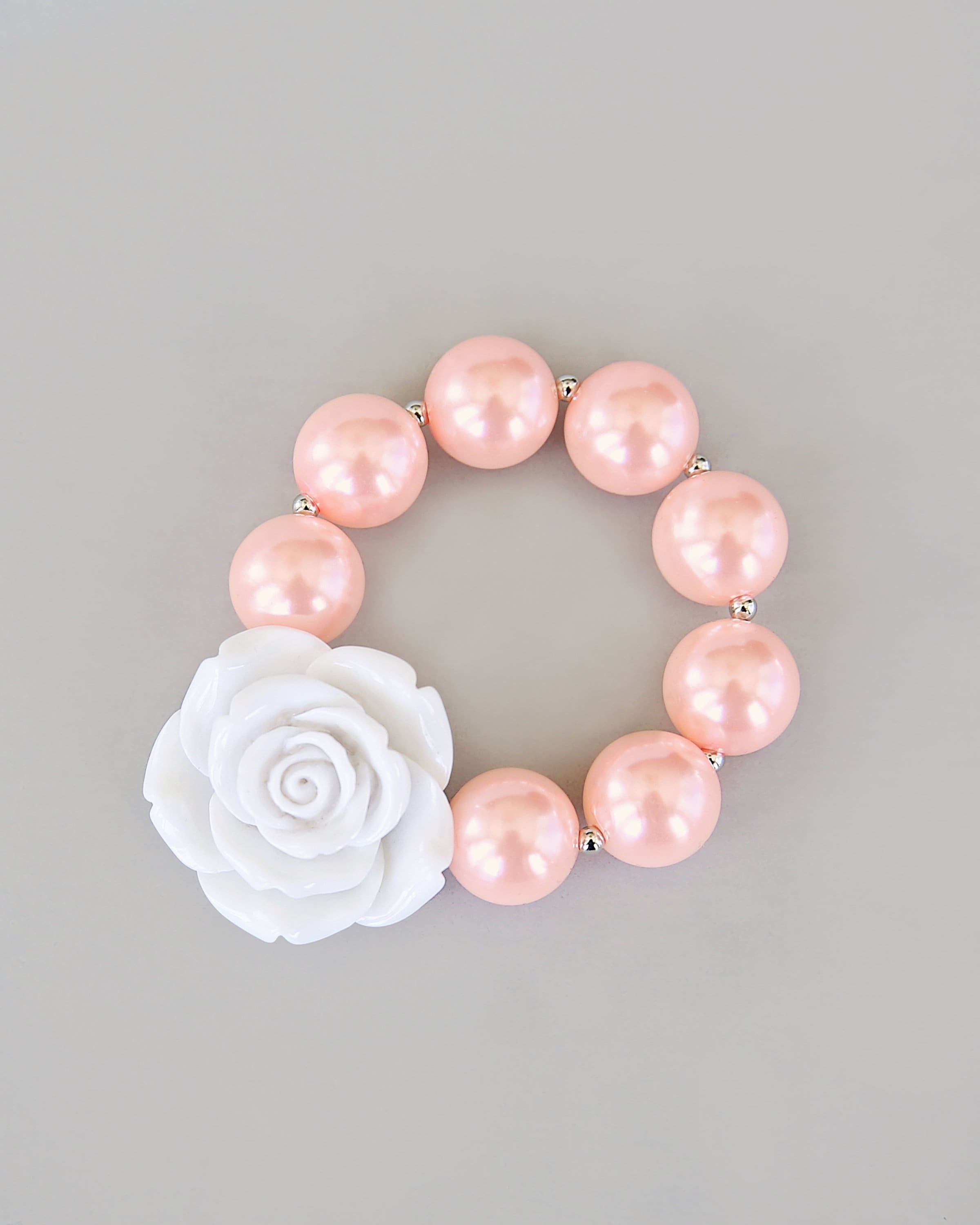 Beaded Rose Bracelet - Bead Bracelet - Stretch Bracelet - Rose Bracelet - Flower Bracelet