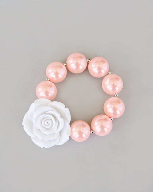 Beaded Rose Bracelet - Bead Bracelet - Stretch Bracelet - Rose Bracelet - Flower Bracelet