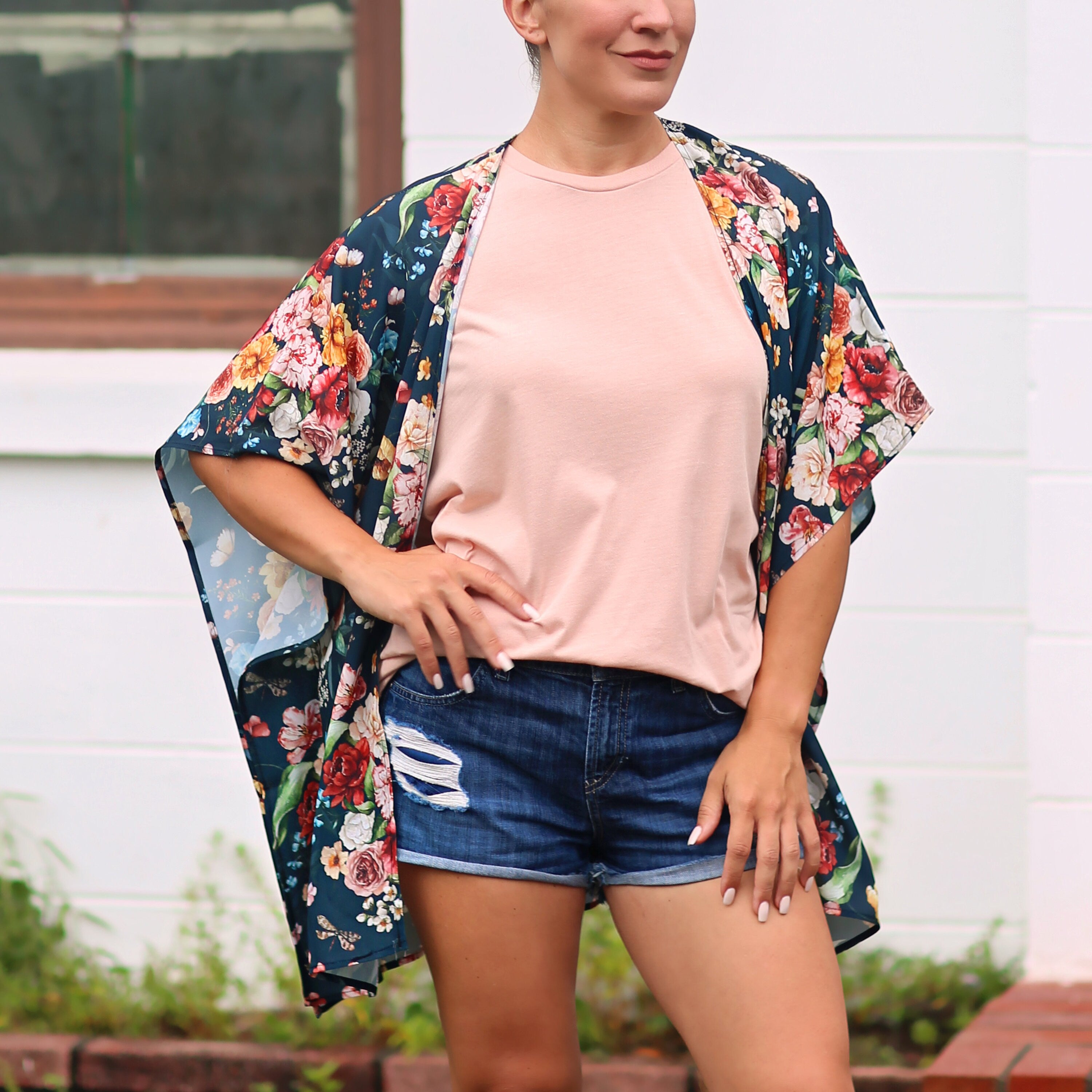 Green Roses Kimono- kimono, open flower shirt, boho kimono, kimono shirt, girls kimono, jacket, cardigan, beach cover up, oversized shirt
