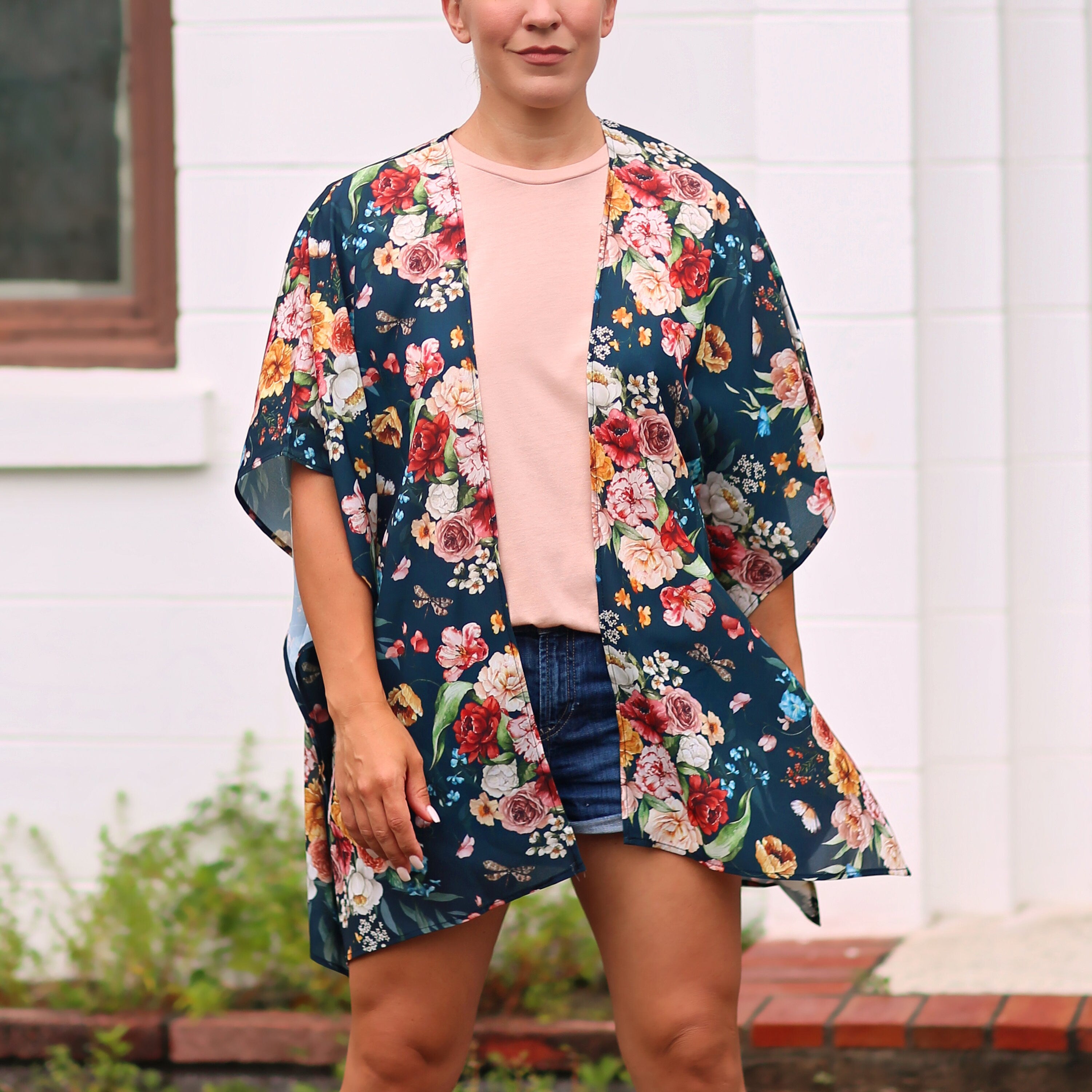 Green Roses Kimono- kimono, open flower shirt, boho kimono, kimono shirt, girls kimono, jacket, cardigan, beach cover up, oversized shirt