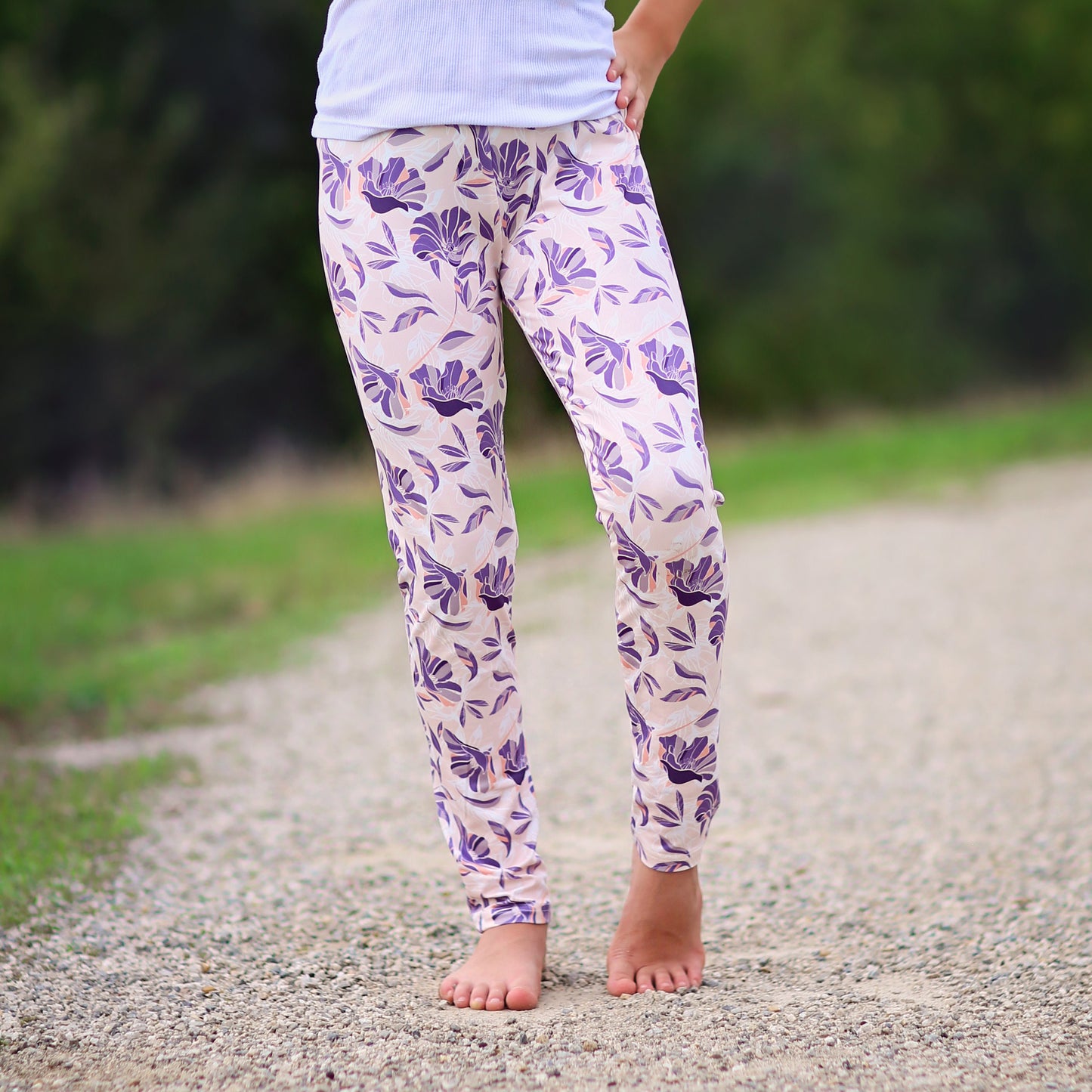 Floral Leggings in Lavender and Pink