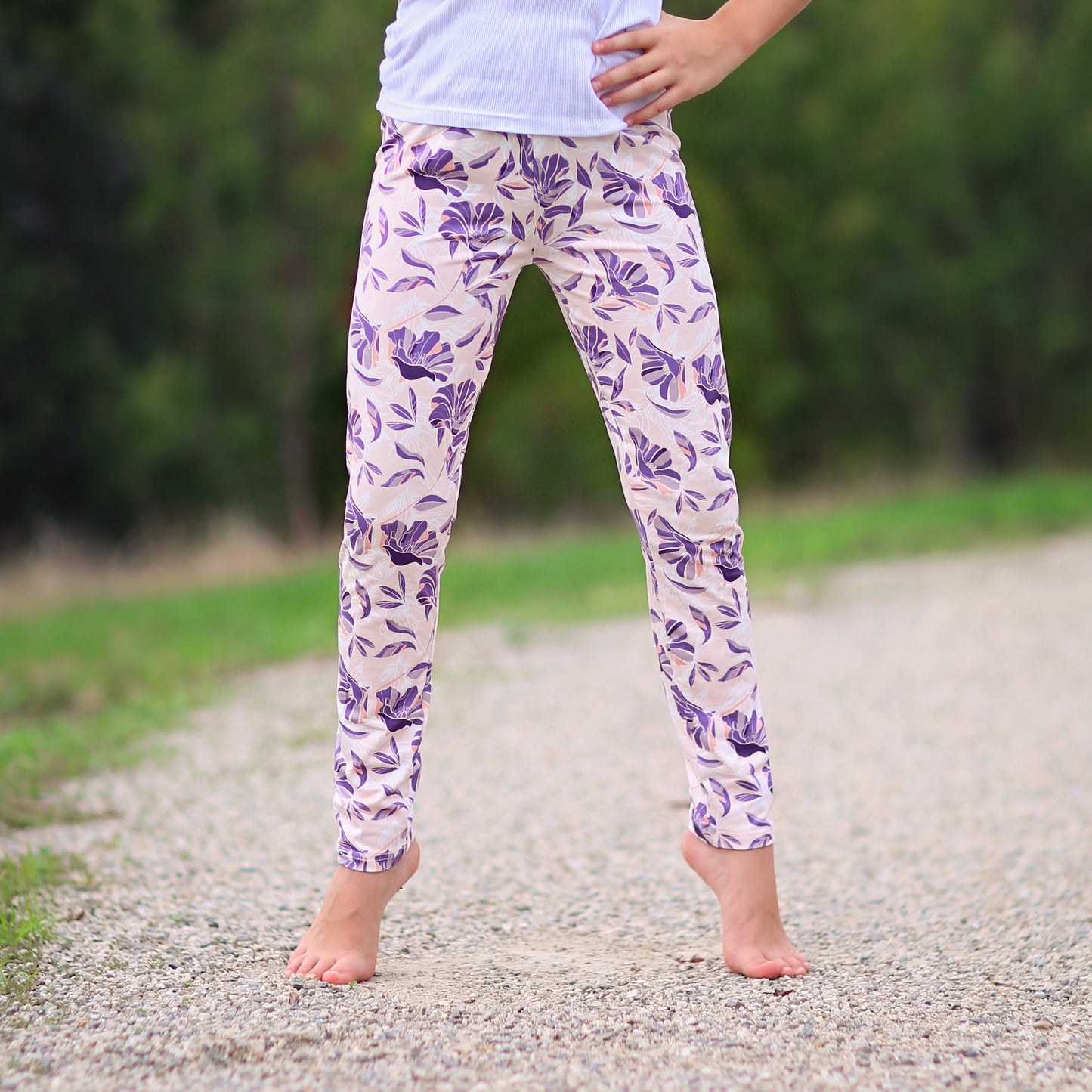 Floral Leggings in Lavender and Pink