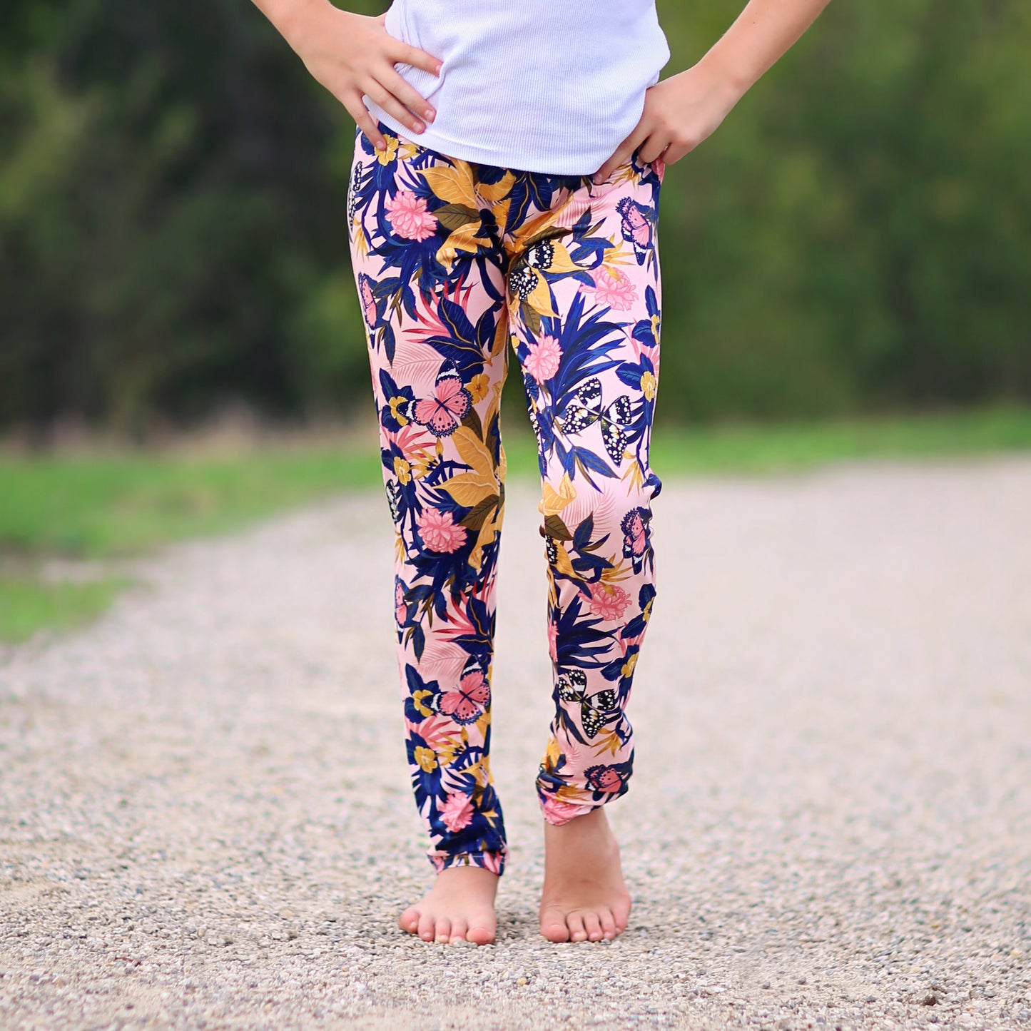 Floral Leggings in Navy and Pink
