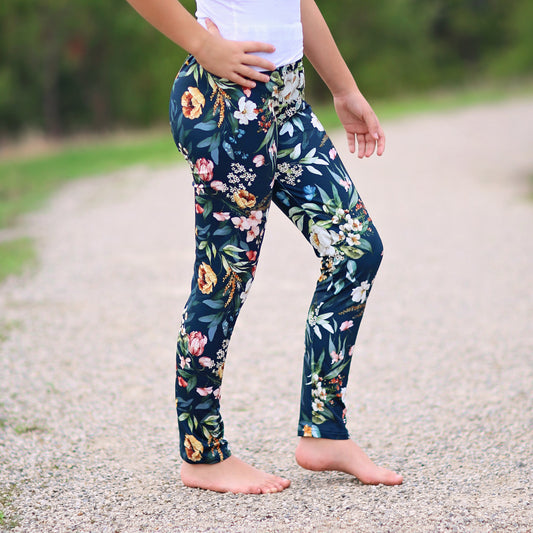 Floral Leggings in Emerald