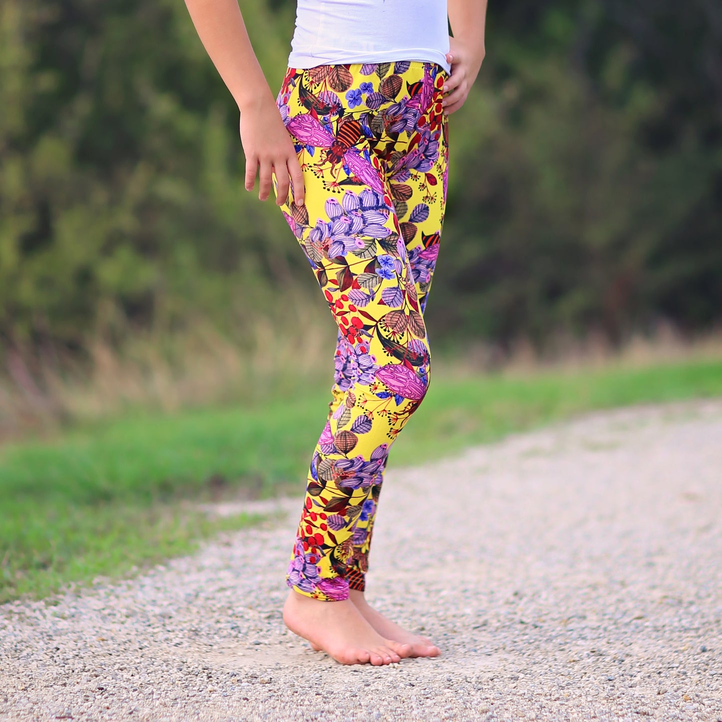 Floral Leggings in Yellow and Lavender